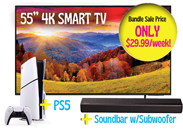 55" 4k Smart TV + Soundbar <br>w/subwoofer + PS5 Console
