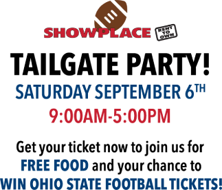 Tailgate Party! Saturday September 6TH 9:00am-5:00pm. Get your ticket now to join us for Free Food and your chance to win OHIO STATE FOOTBALL TICKETS!