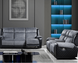 Grey/Black 2 Tone Reclining Sofa & Loveseat